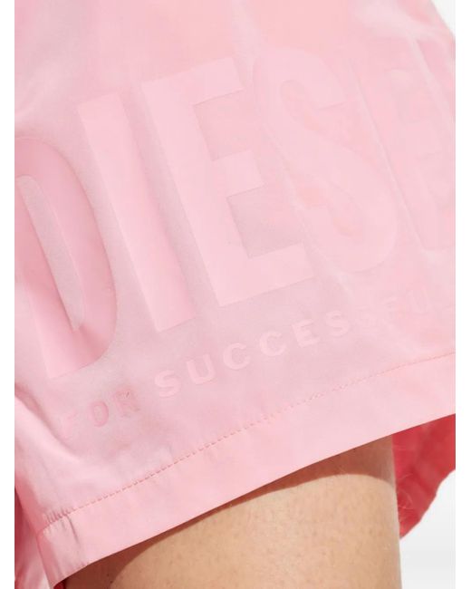 DIESEL Pink Logo-Print Swim Shorts for men