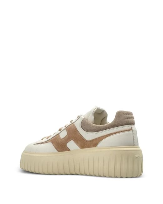 Hogan White Logo-Patch Panelled Sneakers