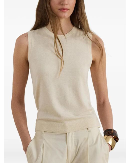 Ralph Lauren White Débardeur À Design Côtelé