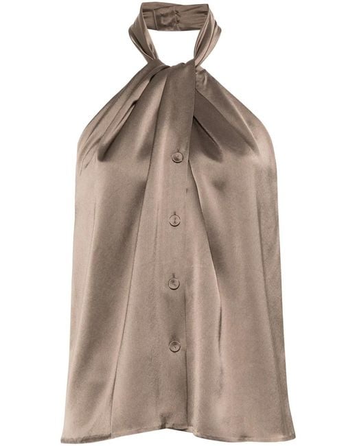 Top Neline drapeado con cuello halter Nanushka de color Brown