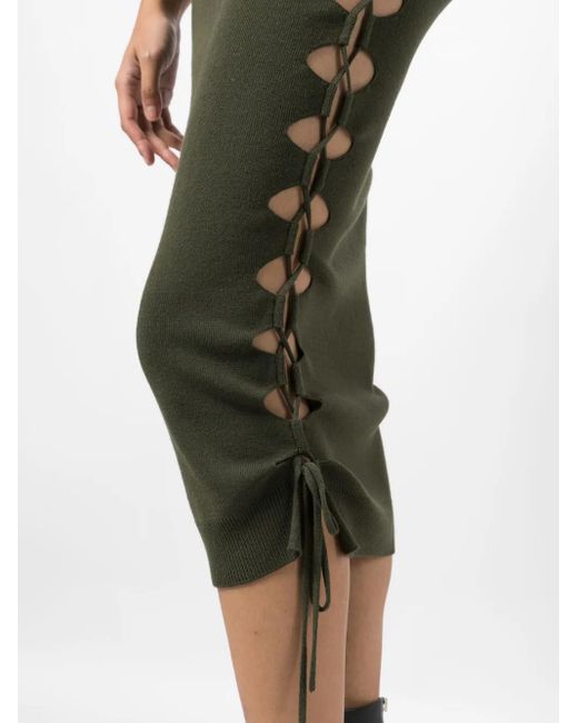 Monse Green Lace-Up Detailed Knitted Skirt