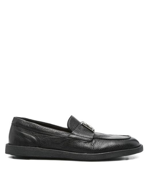 Dolce & Gabbana Black Dg Logo Leather Loafers for men
