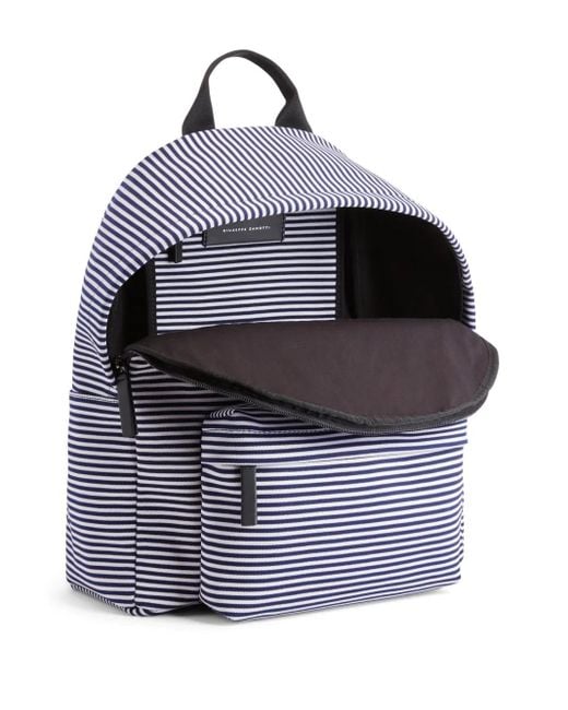 Giuseppe Zanotti Blue Logo-Embroidered Striped Backpack for men