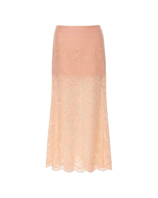 Rabanne White Lace-Panelled Scalloped-Hem Skirt