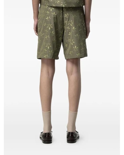 K-Way Green Larose Jacquard-Embroidered Shorts