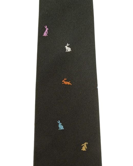Paul Smith Black Rabbit Silk Tie for men