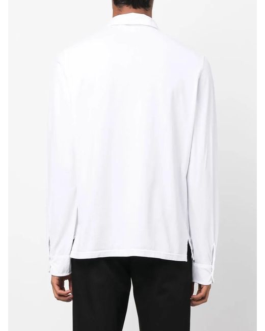 Aspesi White Long-Sleeved Button-Front Polo Shirt for men