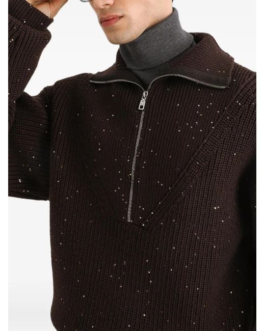 Dolce & Gabbana Black Wool Turtleneck Pullover With Sequins for men
