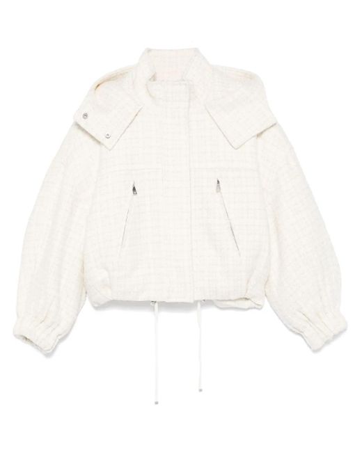 Maje White Tweed Puffer Jacket