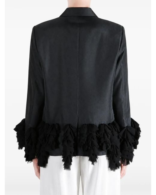 Comme des Garçons Black Ruffled-Trim Single-Breasted Jacket