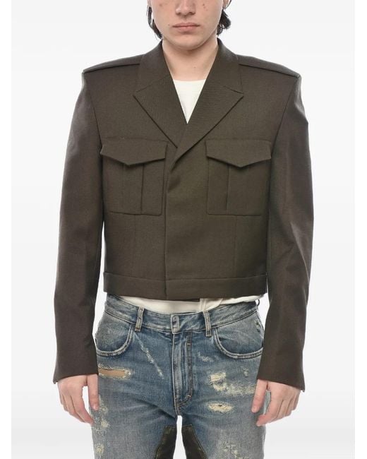 Givenchy Green Cropped Double-Breasted Military Blazer for men