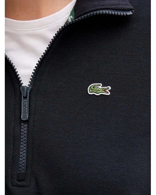 Lacoste Blue Zip-Up High-Neck Sweater