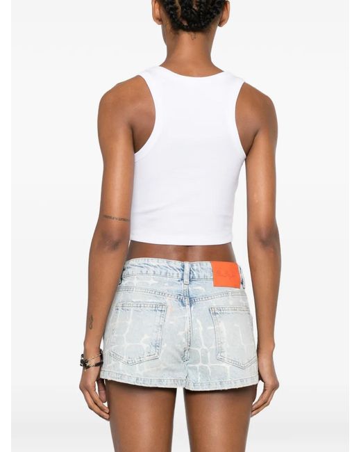 BLUE SKY INN White Logo-Embroidered Ribbed Tank Top