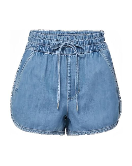 Veronica Beard Nessie Dolphin Denim Shorts Met Elastische Taille in het Blue