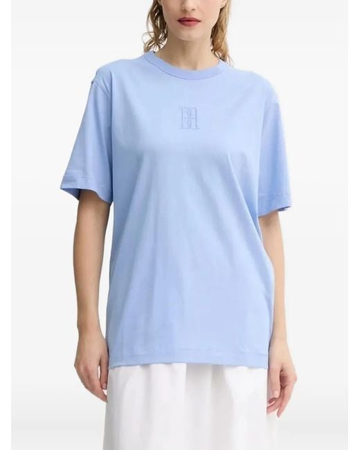 By Malene Birger Blue Embroidered Short-Sleeved T-Shirt