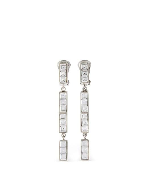 Alessandra Rich White Crystal-Embellished Earrings
