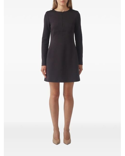 Max Mara Black Long-Sleeve A-Line Mini Dress