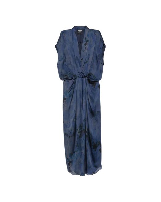 Giorgio Armani Blue Floral-Print Midi Dress