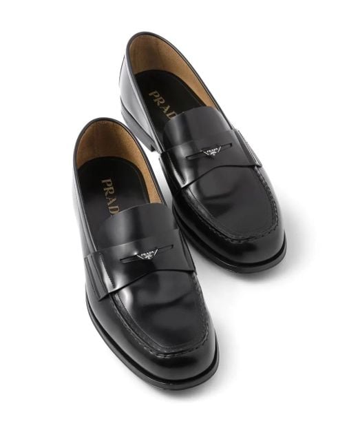 Prada Loafer Mit Logo-Schild in Black für Herren