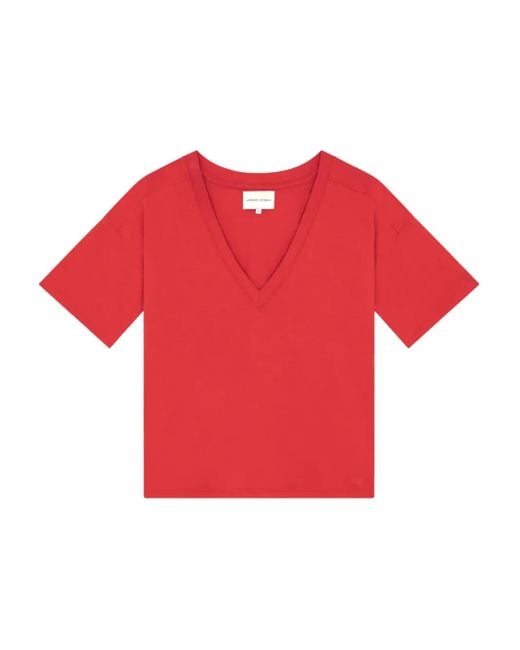 Loulou de Saison Red Faaa V-Neck Short-Sleeve T-Shirt