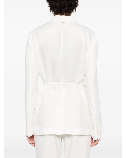 Twinset White Tie-Waist Blazer