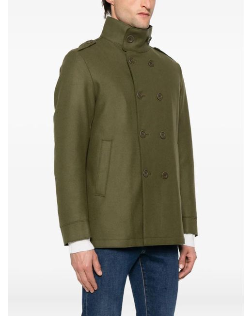 Herno Green Button-Down Coat for men