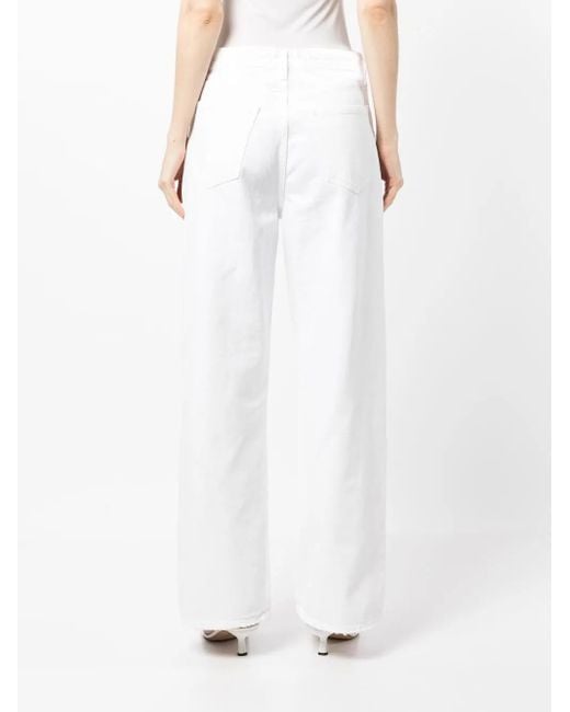 Agolde White Organic-Cotton Wide-Leg Denim Trousers