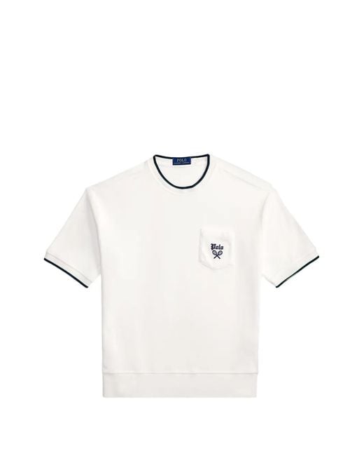 Polo Ralph Lauren White Relaxed Terry Short-Sleeve Sweatshirt for men