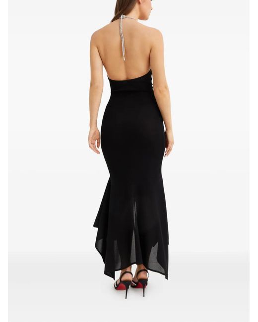Alexandre Vauthier Black Crystal-Embellished Halterneck Dress