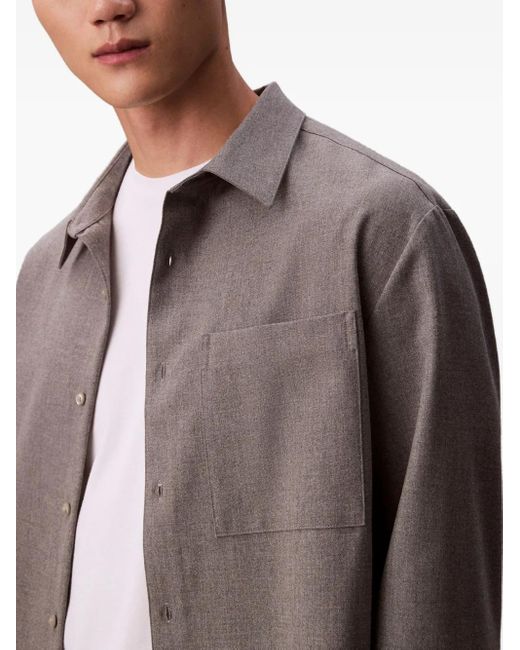 Calvin Klein Gray Pocket Long-Sleeved Shirt for men