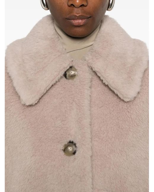 Max Mara Teddy Button-Up Cape in het Natural
