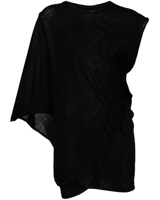 Top de punto asimétrico drapeado Yohji Yamamoto de color Black