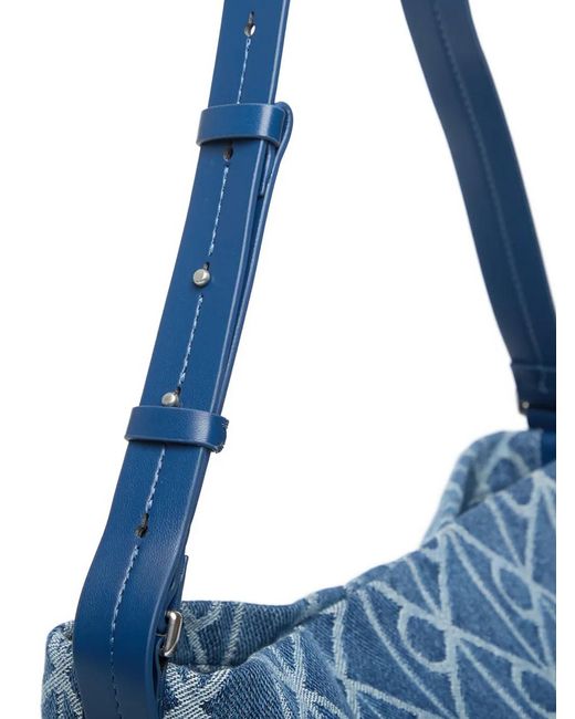 Calvin Klein Blue Monogram-Pattern Shoulder Bag