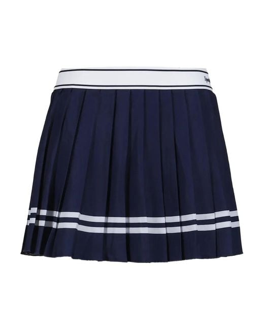 Sporty & Rich Blue Pleated Striped Skirt