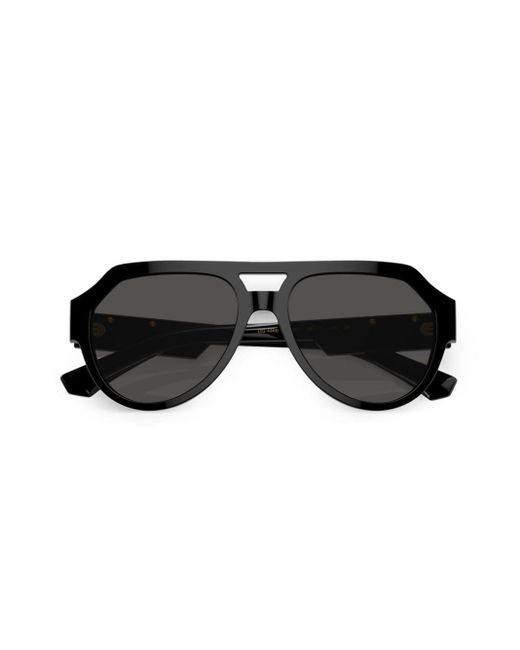 Dolce & Gabbana Black Logo-plaque Pilot-frame Sunglasses for men