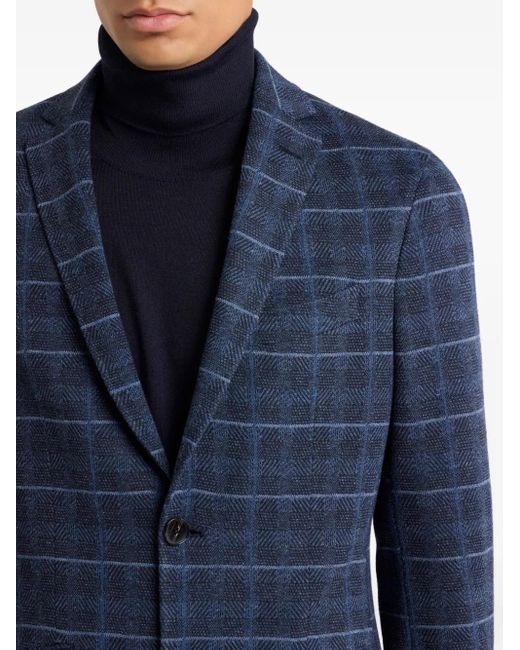 Etro Blue Check-Motif Quilted Jacket for men