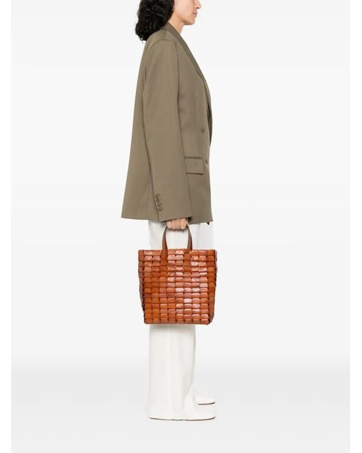 Dragon Diffusion Brown Leather Tote Bag