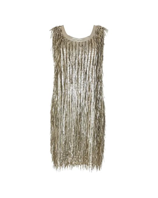 Desa Nineteenseventytwo White Fringe-Detail Sleeveless Dress