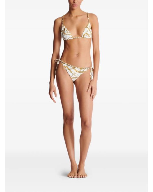 Balmain Metallic Chain-Print Triangle Bikini