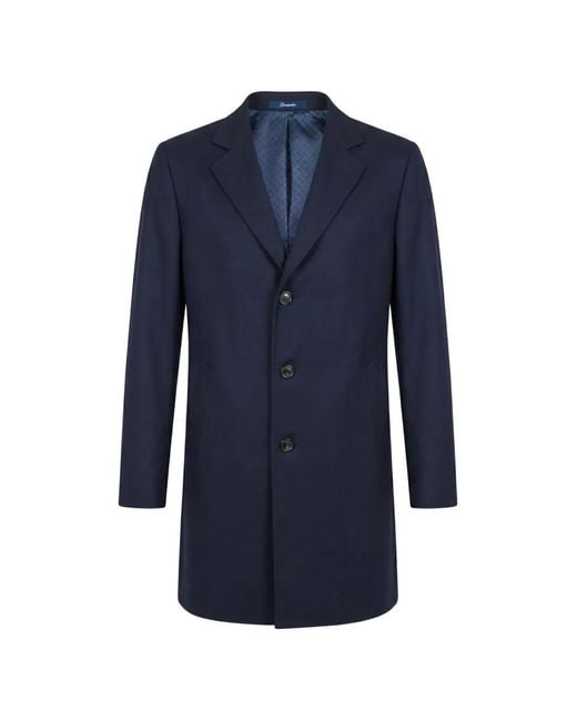 Drumohr Blue Single-Breasted Coat for men