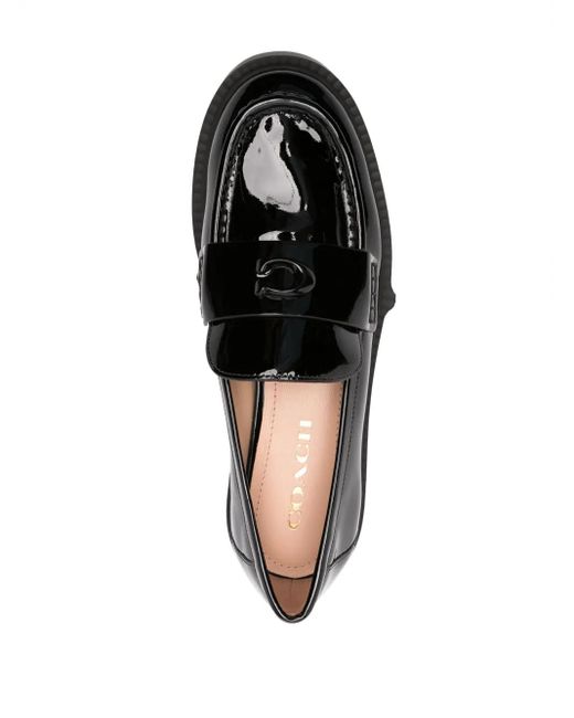 COACH Black Leah Leather Chunky Loafers
