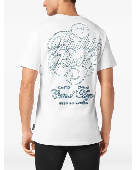 Philipp Plein White Plein Coursive-Print T-Shirt for men