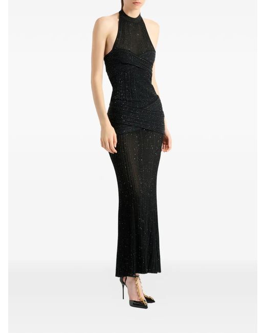 Balmain Black Long Fléchage Knit Dress