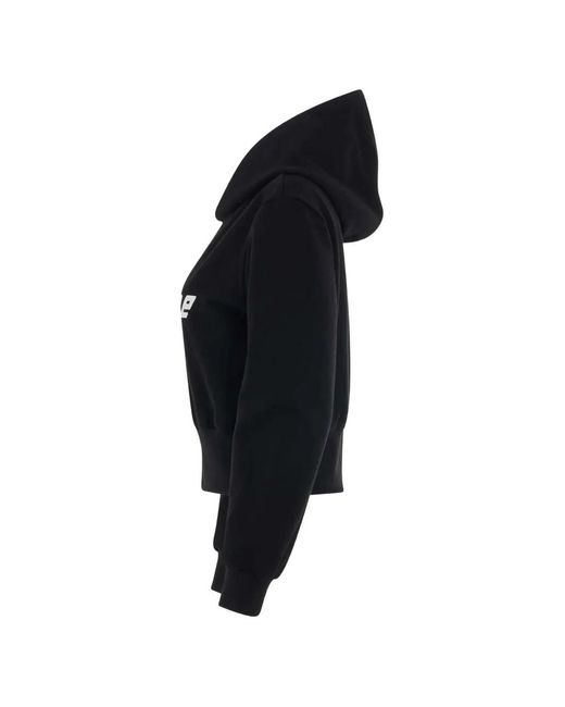 we11done Black Logo-Print Cropped Hoodie for men