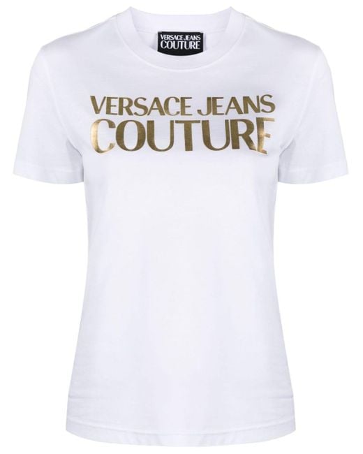 Camiseta con logo estampado Versace de color White