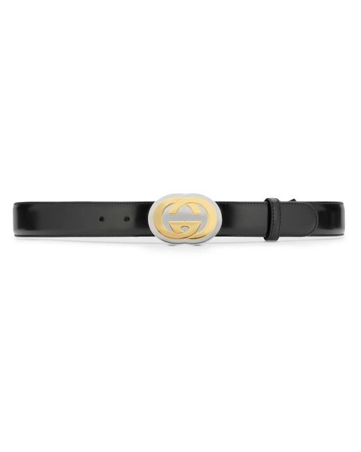 Gucci Leather GG Buckle Belt in Black for Men - Lyst