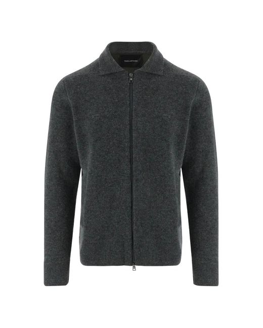 Tagliatore Black Zip-Up Collared Jacket for men
