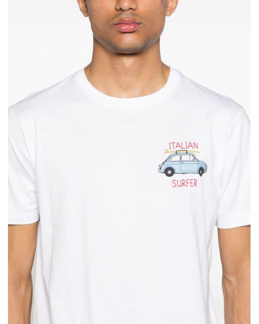 Camiseta con logo bordado Mc2 Saint Barth de hombre de color White
