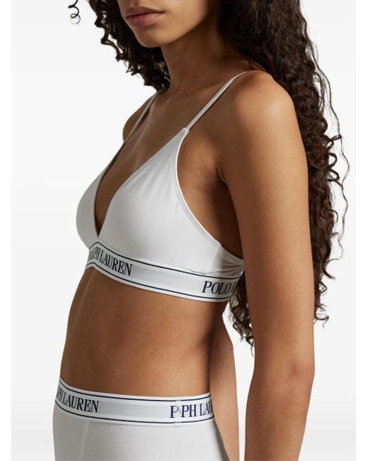 Polo Ralph Lauren White Logo-Trim Bralette