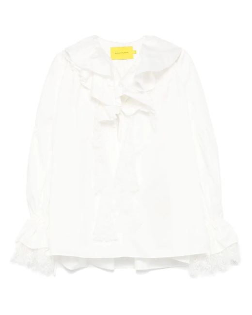 Marques'Almeida White Ruffled-Collar Blouse
